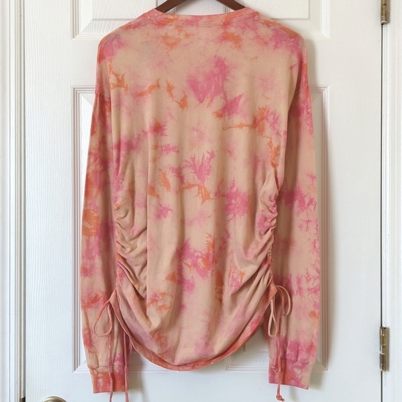Pink Victoria's Secret Campus Tie Dyed Cinched Side Long Sleeve Crewneck Tee M - Picture 11 of 13